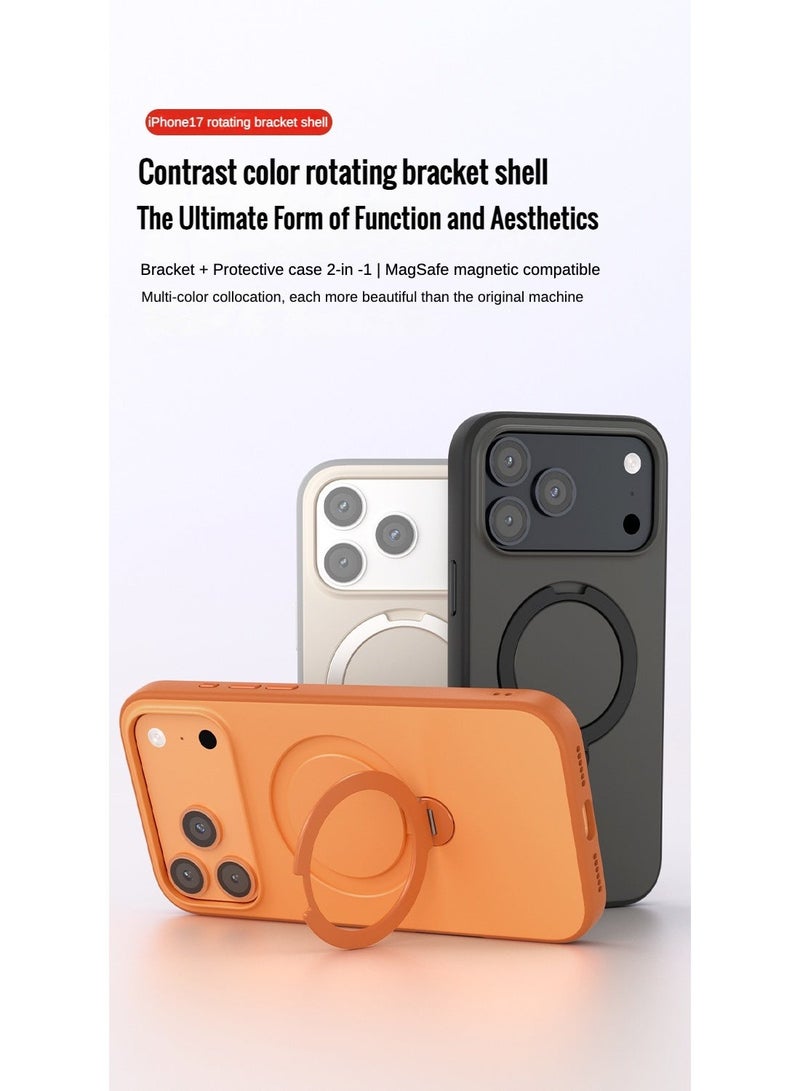 غطاء O3 Mag-Stand المصمم لهاتف iPhone 17 Pro بحامل دوّار 360°، [متوافق مع MagSafe] [ملمس فائق النعومة] غطاء هاتف مغناطيسي رقيق شبه شفاف بملمس مات مقاس 6.3 بوصة، أسود مات، بأقوى قبضة مغناطيسية، حامل ماج سيف قابل للتعديل 360° متوافق مع iPhone، مقاوم للصدمات وفق معايير عسكرية ومقاوم للخدش للاستخدام اليدوي الحر في السيارة والمكتب والمنزل. - Image 2